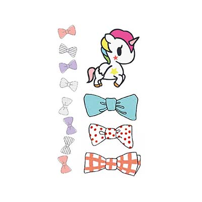 5pcs colorful cute design cartoon horse bow tie Fake Temporary Water Transfer Tattoo Stickers NO.10675